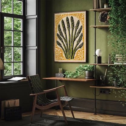Vegetable Poster - Boho Asparagus Kitchen Art