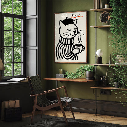 Bonjour Mon Amour Poster - French Cofffee Time Wall Art