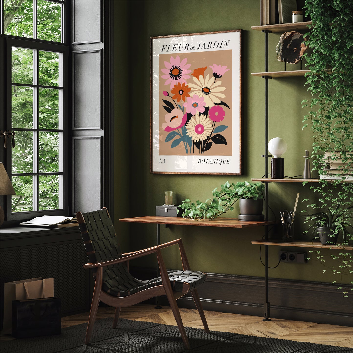 Boho Chic Floral French Poster