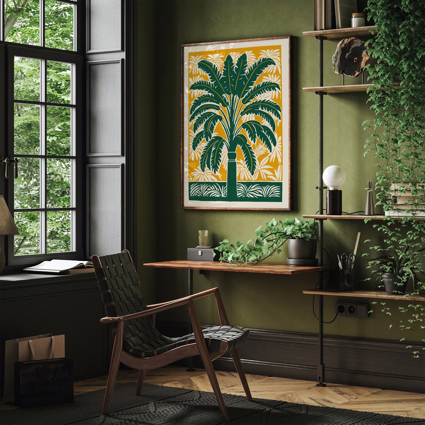 Green Eclectic Palm Tree Thailand Nature Poster