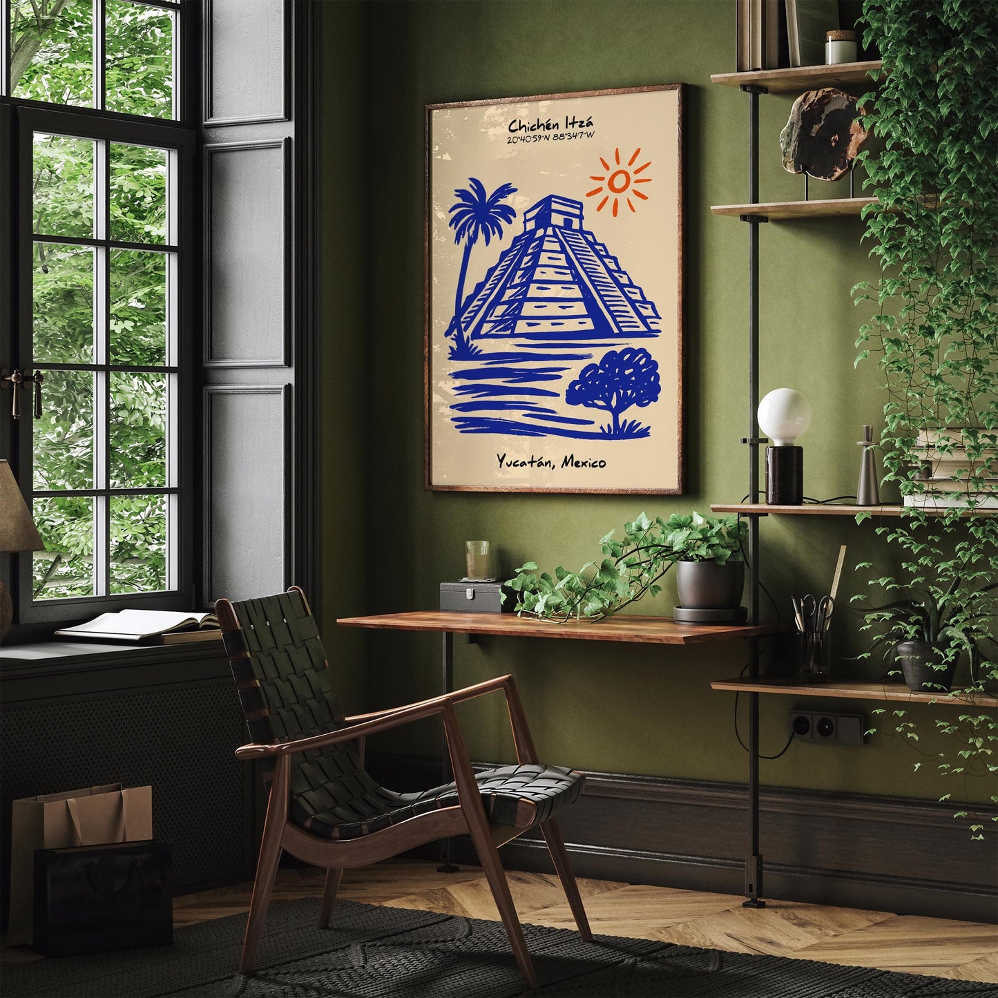 Chichen Itza Poster - Mexico Pyramid Travel Print