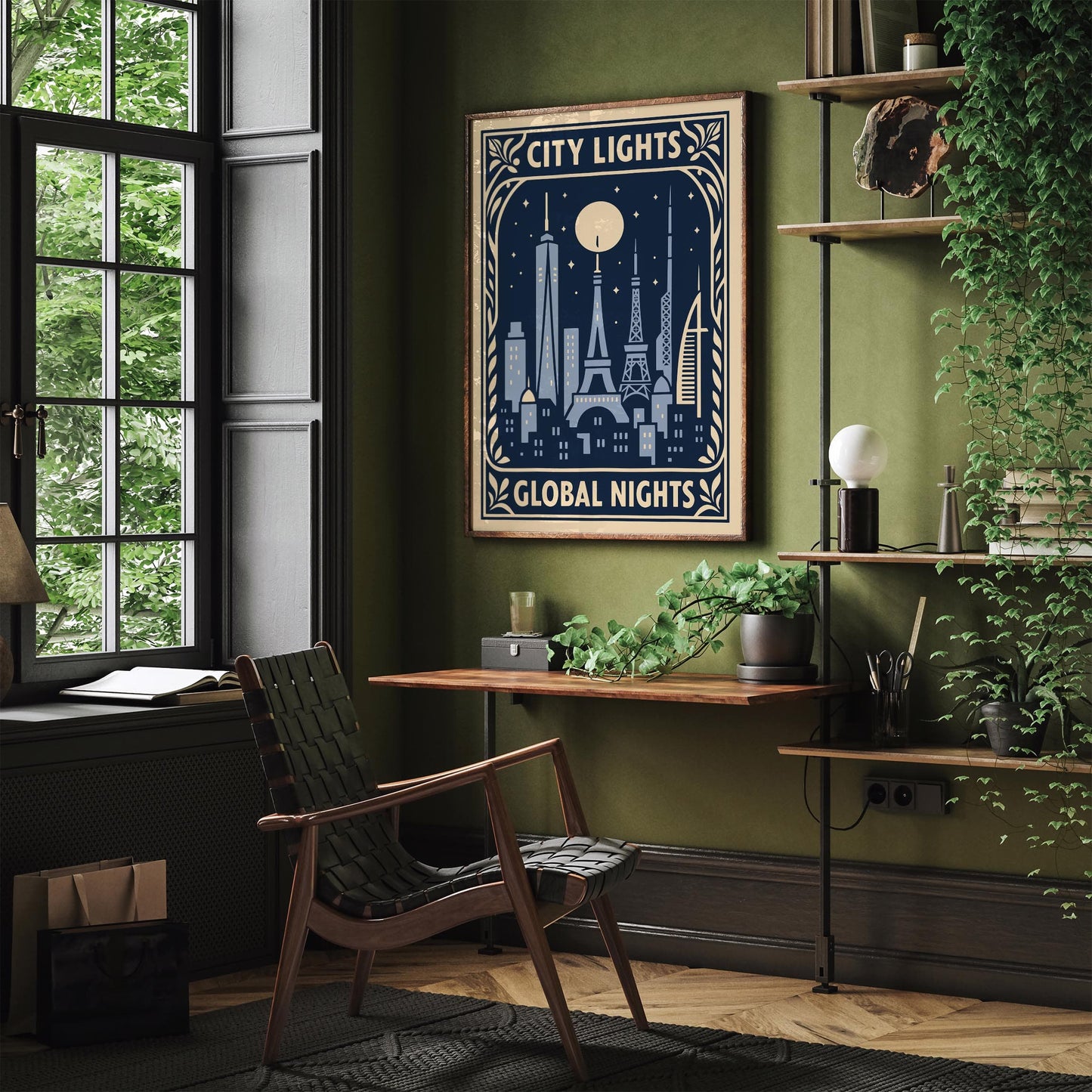 City Lights Global Nights Poster - Travel Wall Art