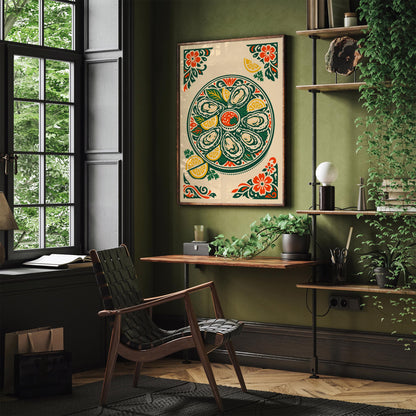 Oyster Plates Kitchen Poster