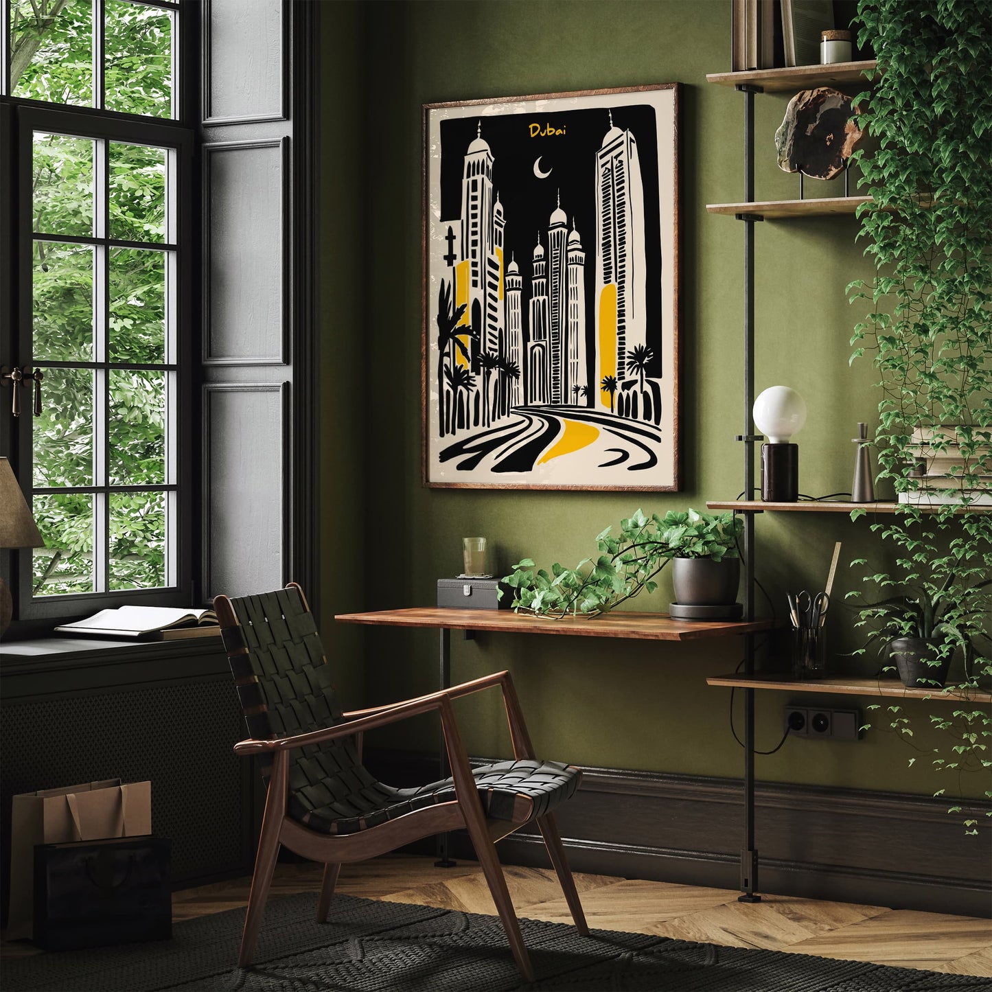 Dubai Cityscape Retro Travel Art Print