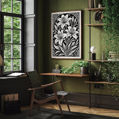 Black and White Lily Flower Print