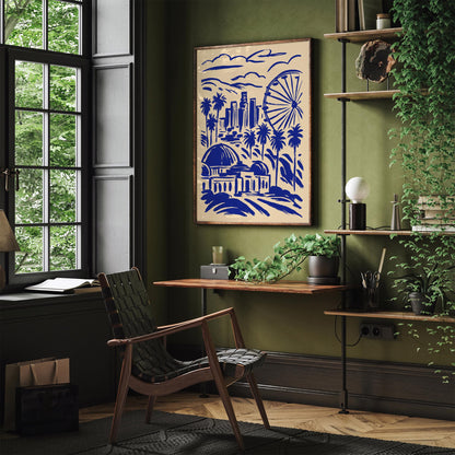 Los Angeles Poster – Blue Cityscape Wall Art