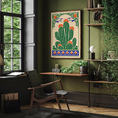 Folk Cacti Plant Wall Art Print
