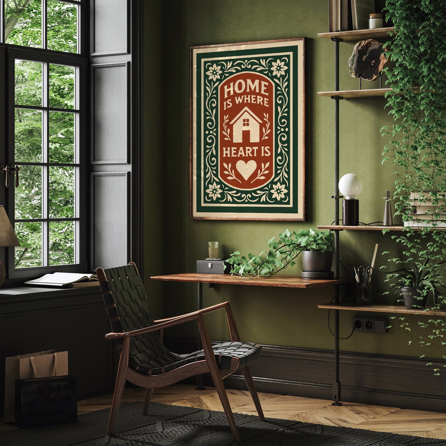 Home is Where Heart Is Poster - Cozy Wall Art Decor in Rococo Style