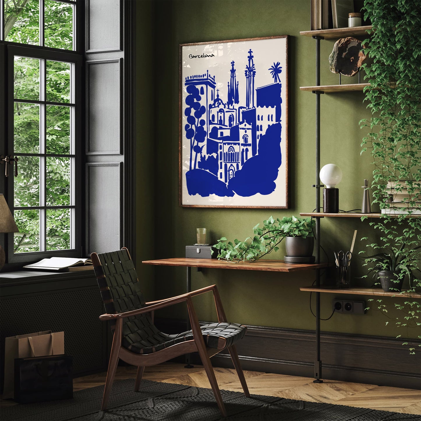 Barcelona Blue Cityscape Wall Art Print