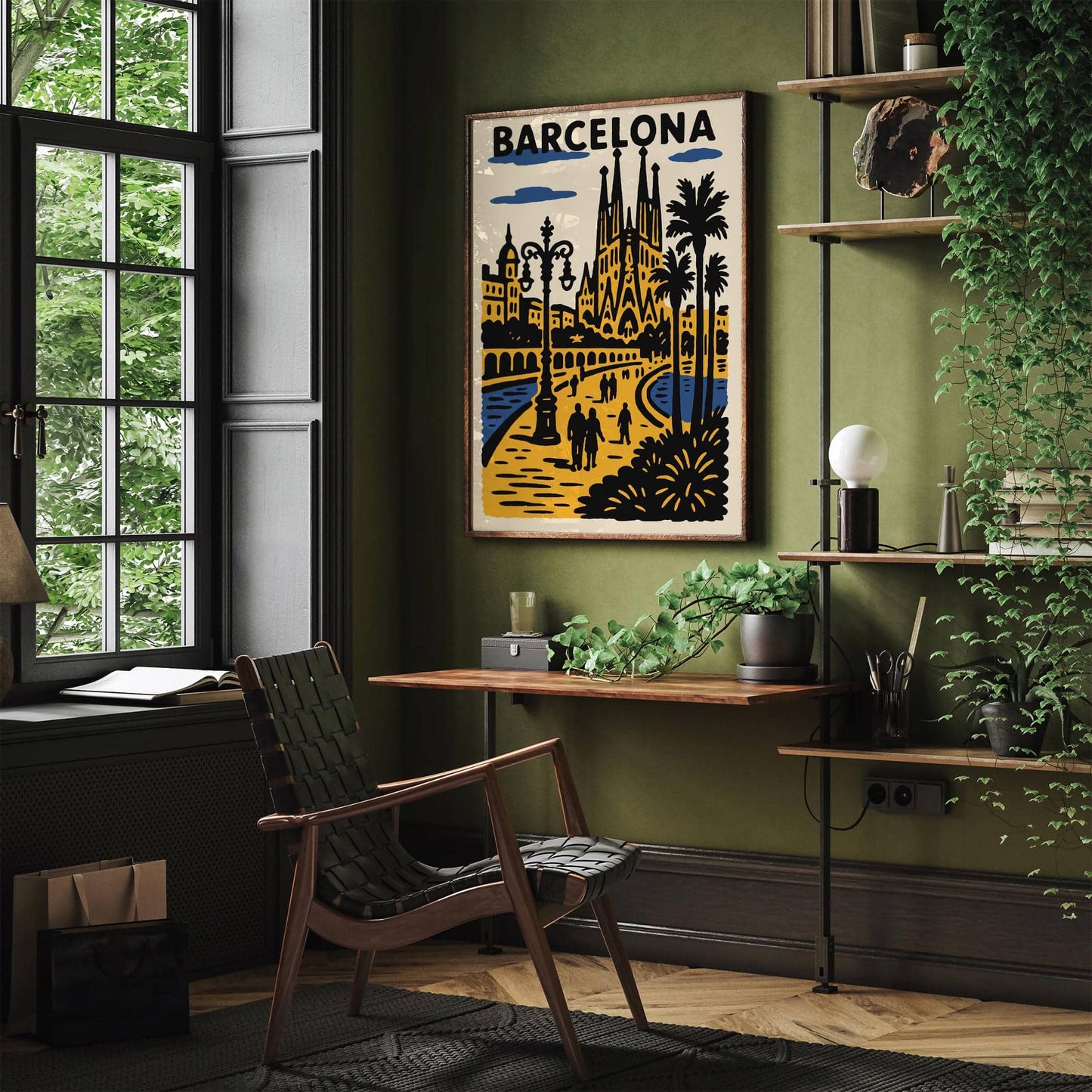 Barcelona Spain Poster - Retro Travel Art Print