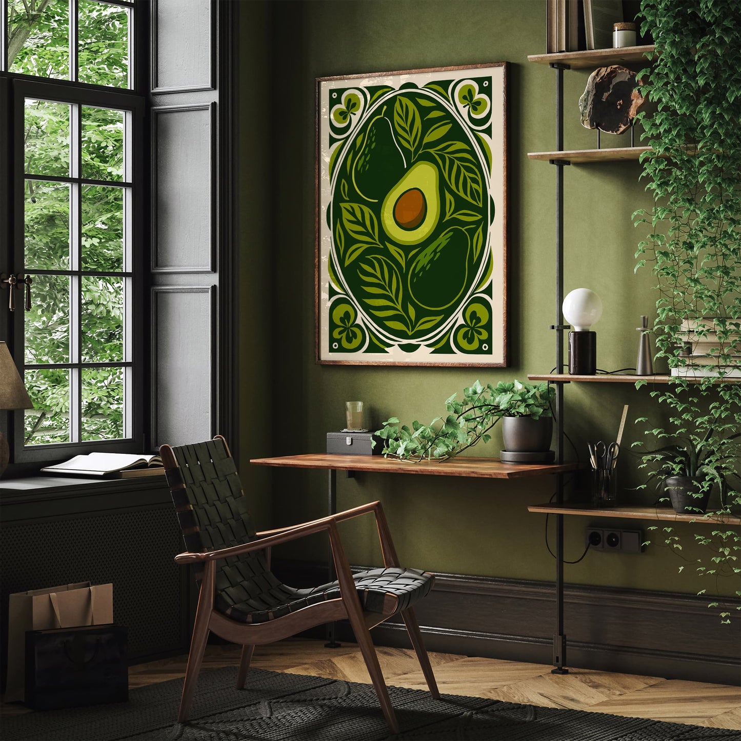 Green Rococo Avocado Poster