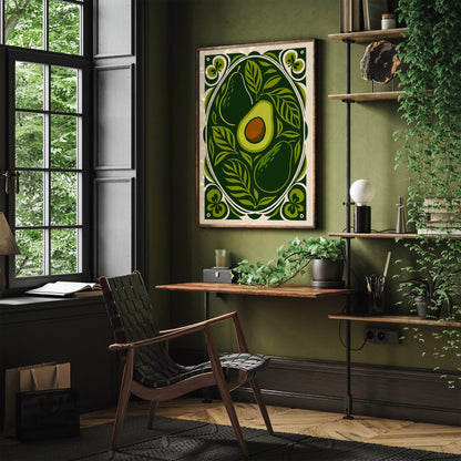 Green Rococo Avocado Poster