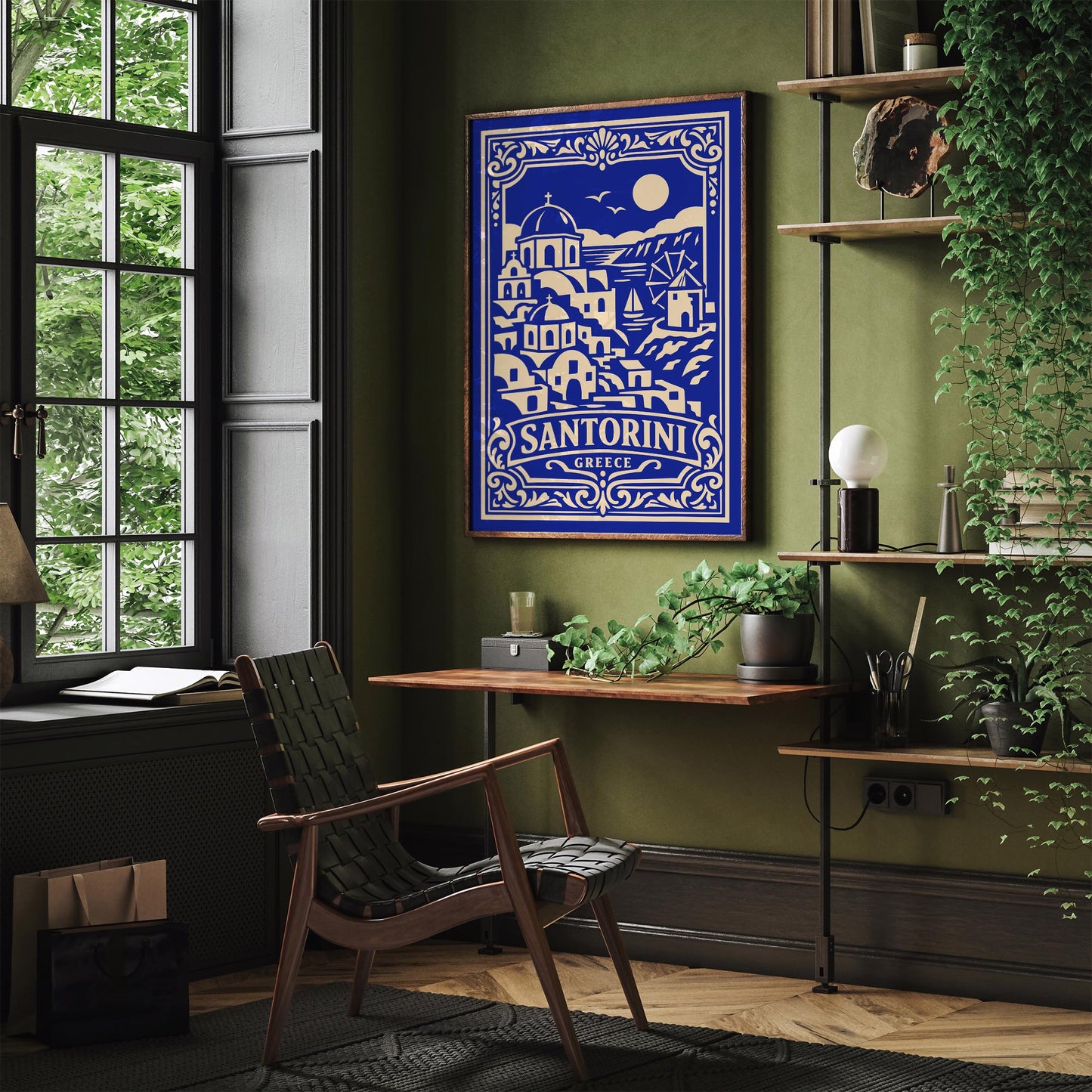 Santorini Greece Blue Poster