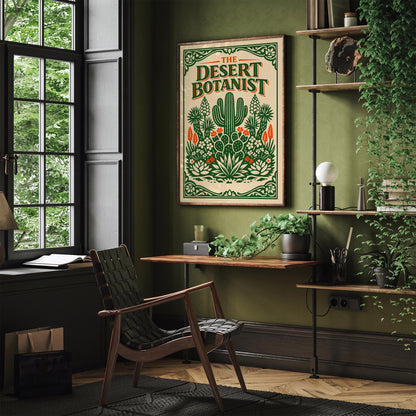 Desert Botanist Saguaro Cactus Art Poster