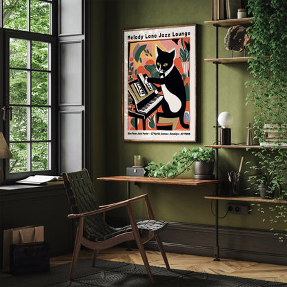 Melody Lane Jazz Lounge Cat Poster