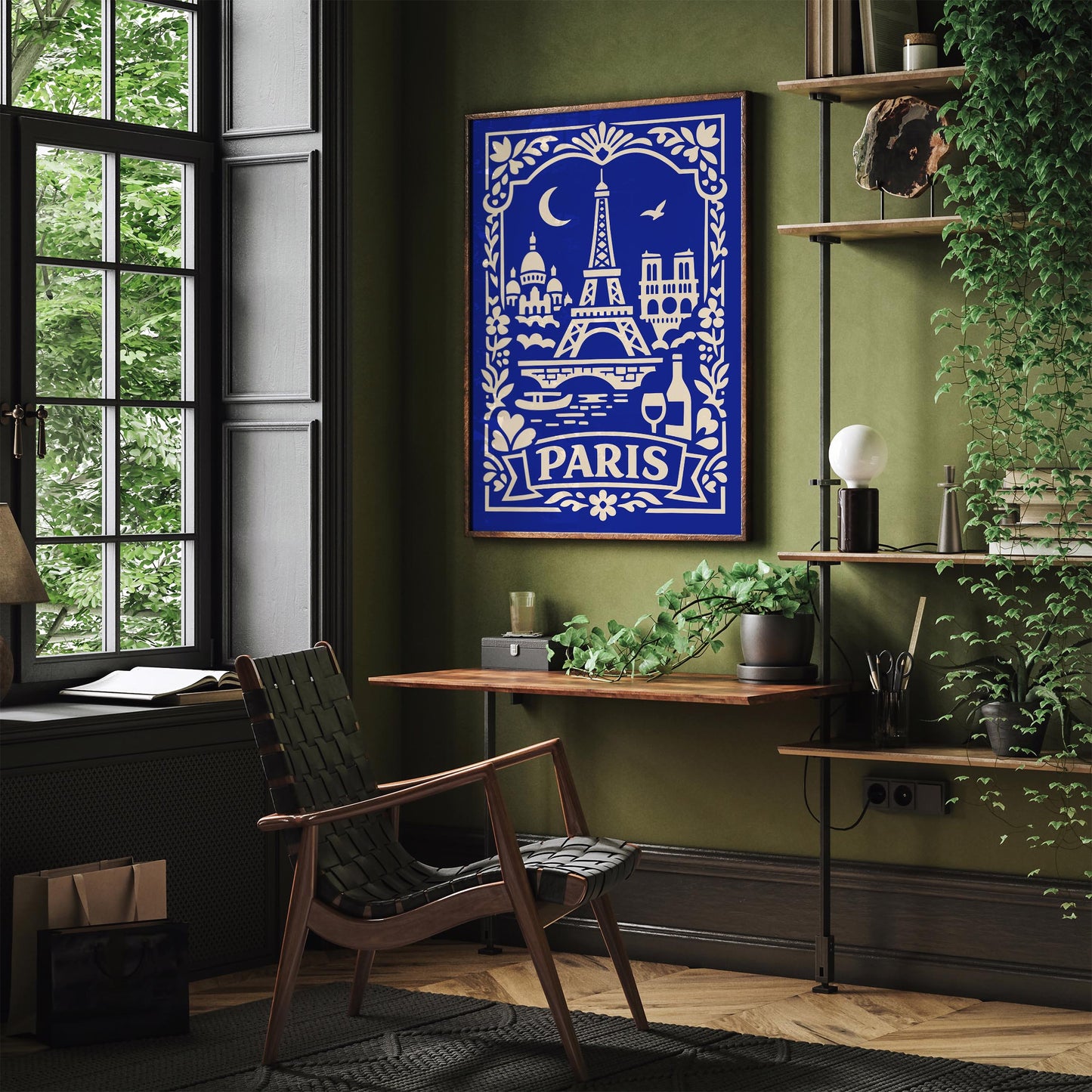 Paris Blue Travel Poster