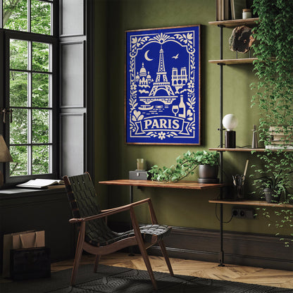 Paris Blue Travel Poster