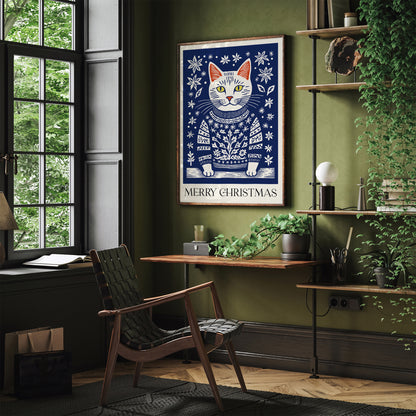 Cat in Christmas Sweater Poster