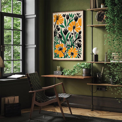 Green and Yellow Botanical Meadow Floral Poster