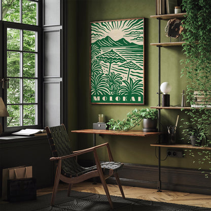 Molokai Hawaii Poster - Green Landscape Wall Art