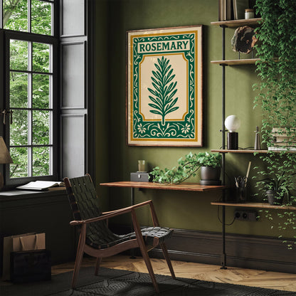 Rosemary Herb Poster - Rococo Style Kitchen Wall Decor