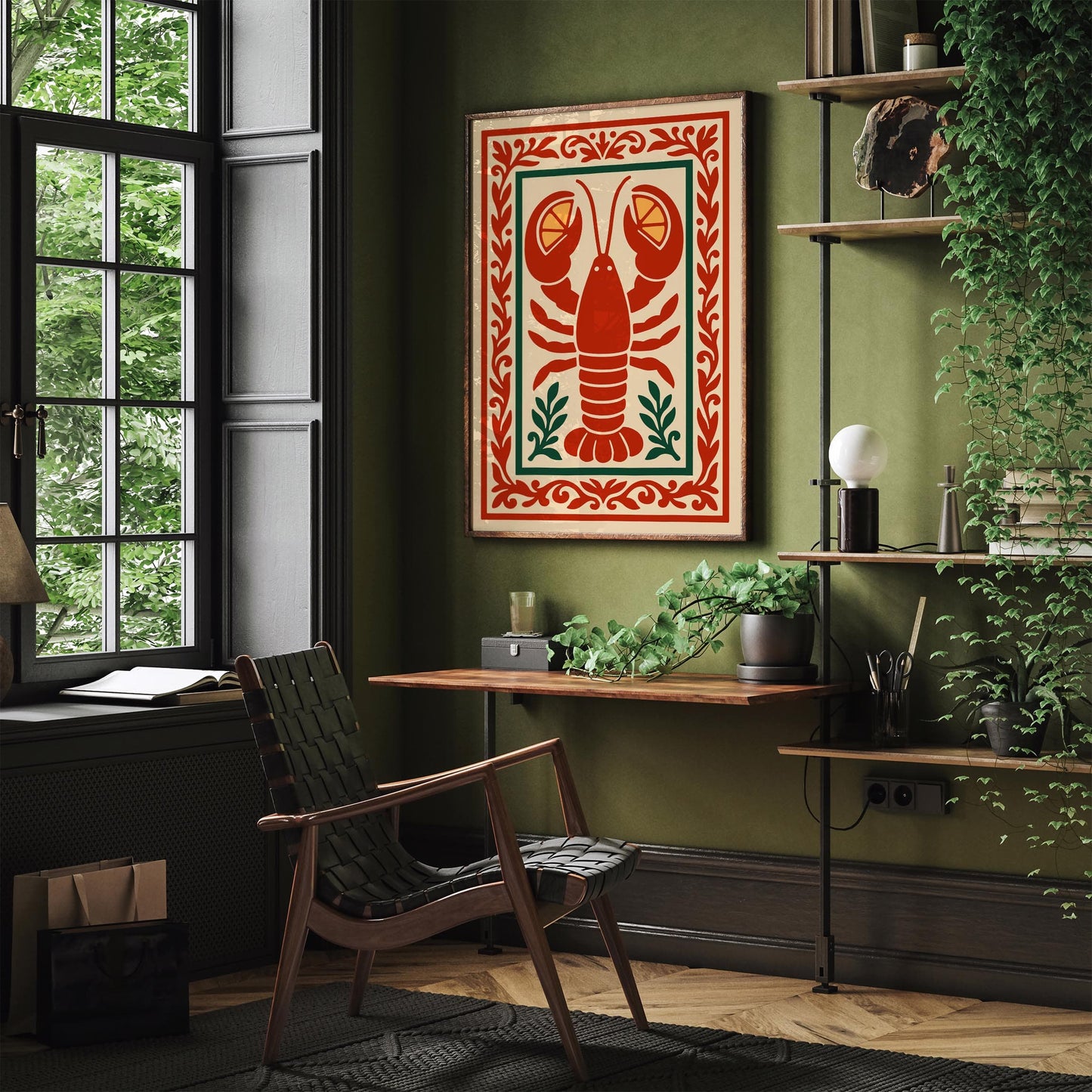 Lobster Rococo Poster - Red Kitchen Decor