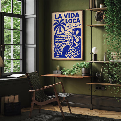 La Vida Loca Poster – Blue Tropical Wall Art
