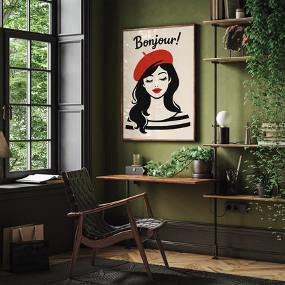 Bonjour French Girl Poster
