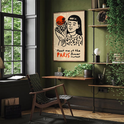 Meet me at the Paris Flower Market Poster