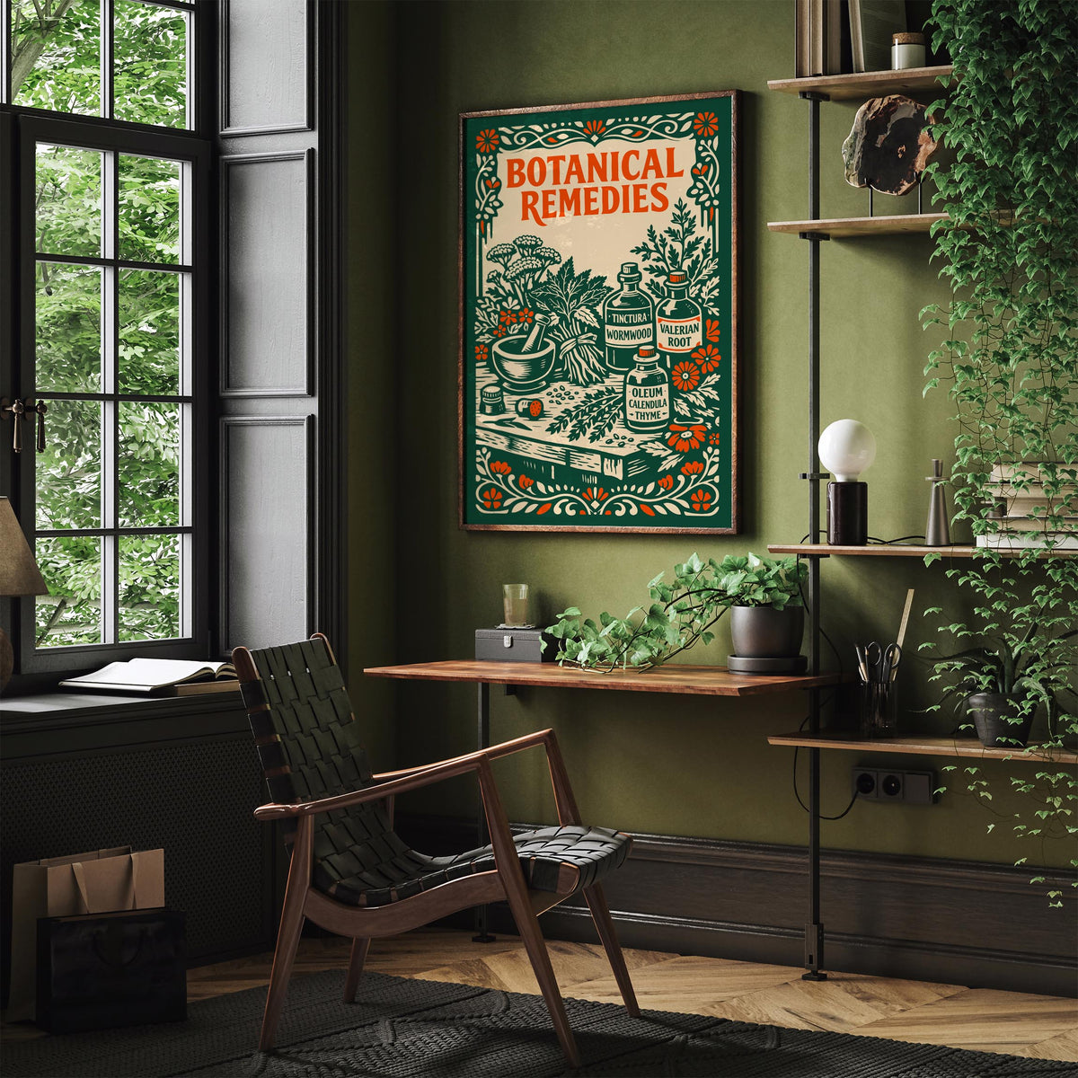 Vintage Herbal Remedies Botanical Art Poster