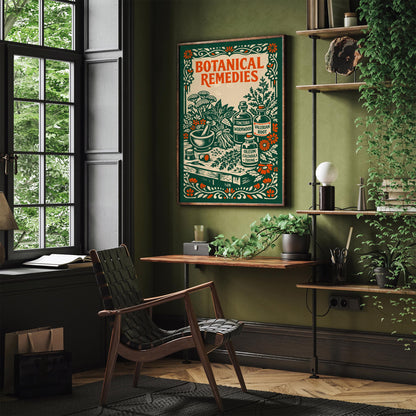Vintage Herbal Remedies Botanical Art Poster