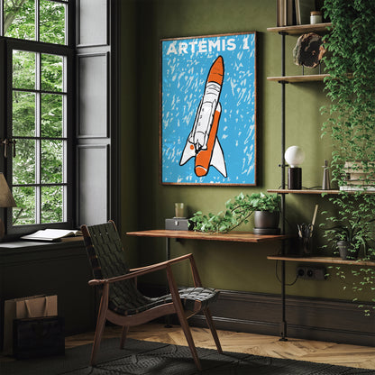 Artemis 1 Blue Art Print - Kids Room Decor