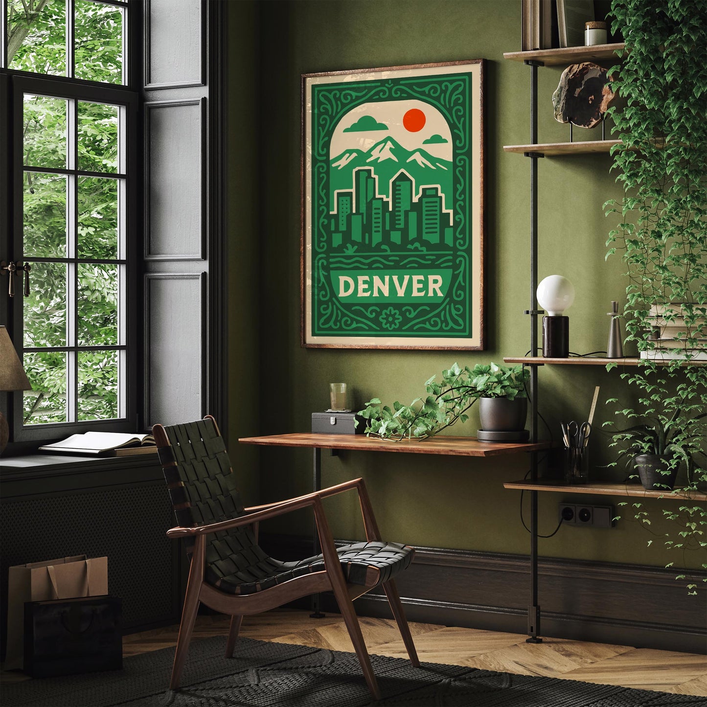 Denver Cityscape Poster - Green Colorado Wall Art