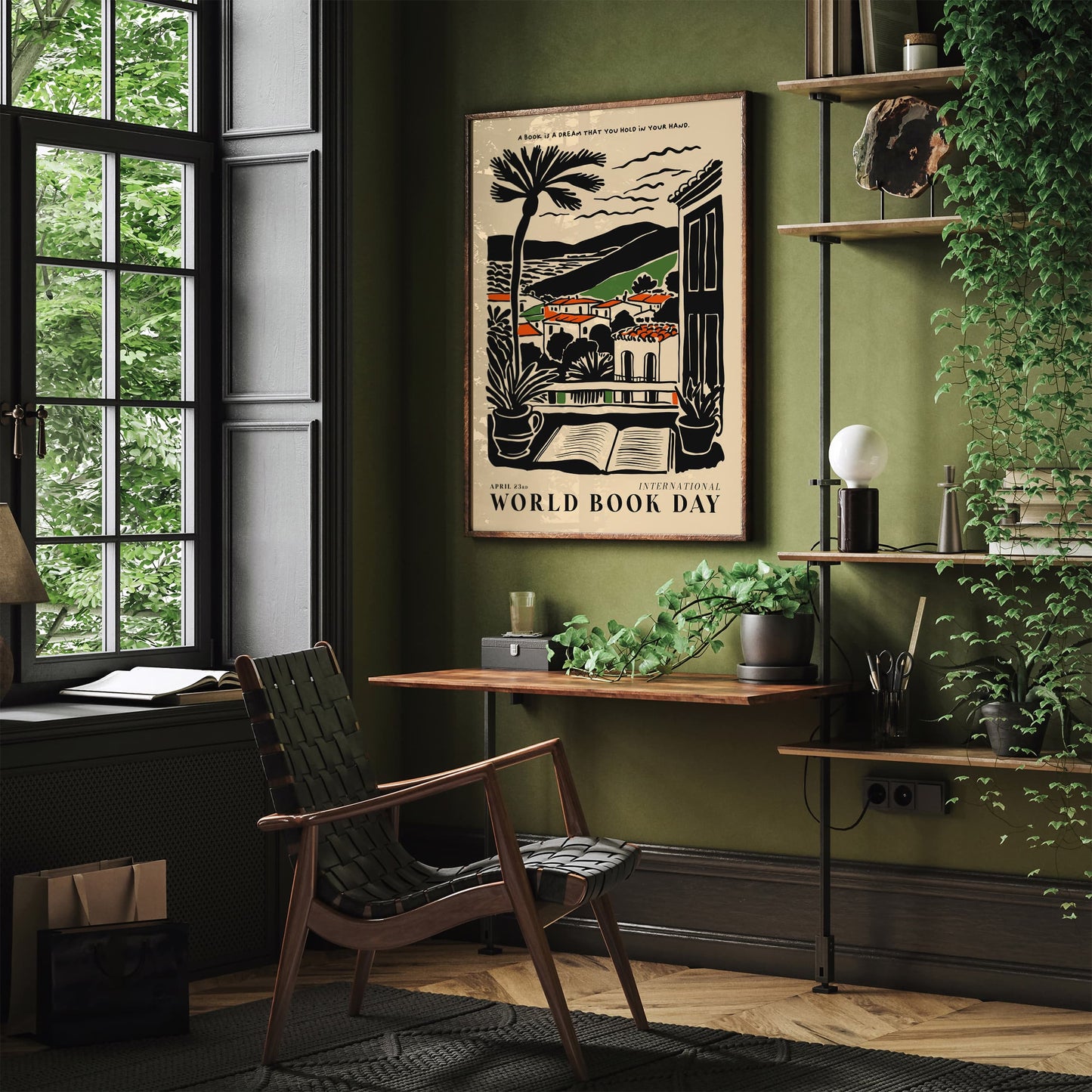 Book Day Vintage Landscape Poster