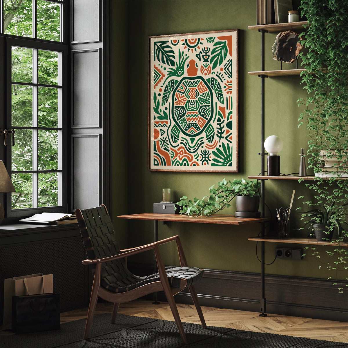 Boho Turtle Art Poster
