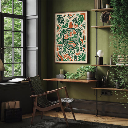 Boho Turtle Art Poster