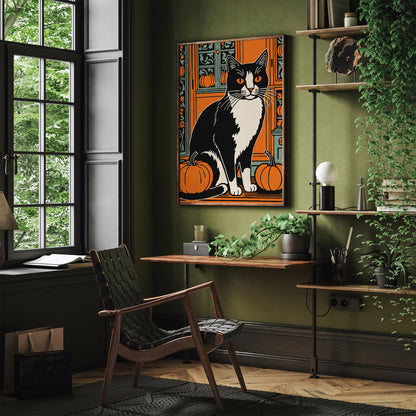 Pumpkin Farm and Cat Art Print