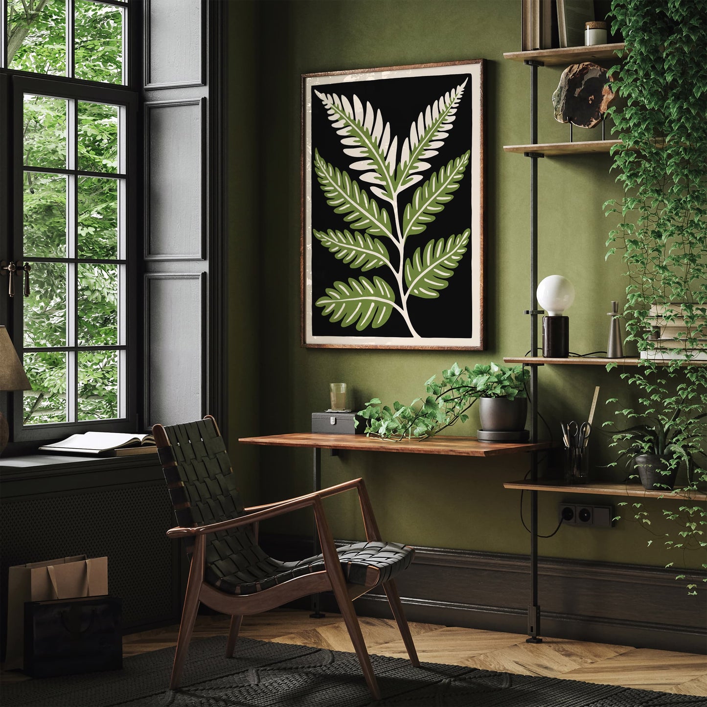 Retro Botanical Wall Art - Fern Leaf Poster