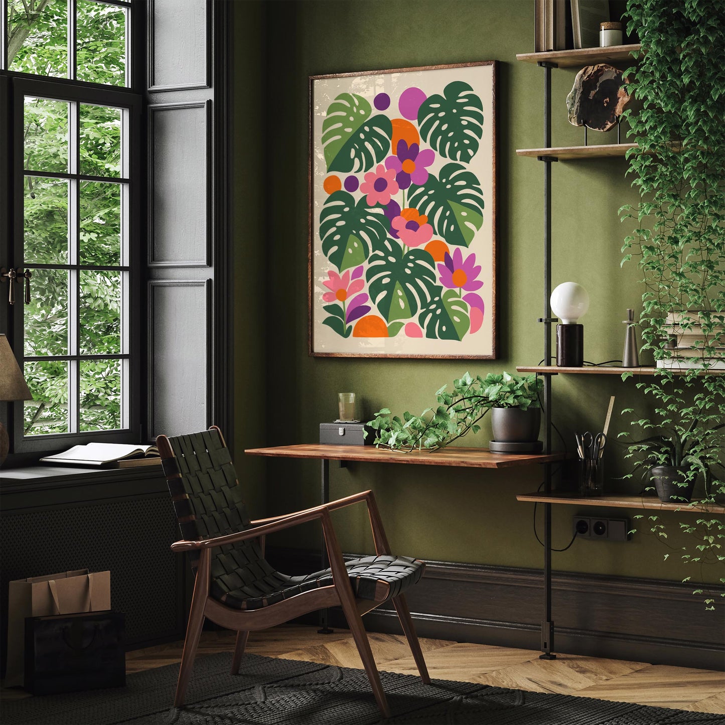Colorful Jungle Monstera Poster – Tropical Botanical Wall Art Print