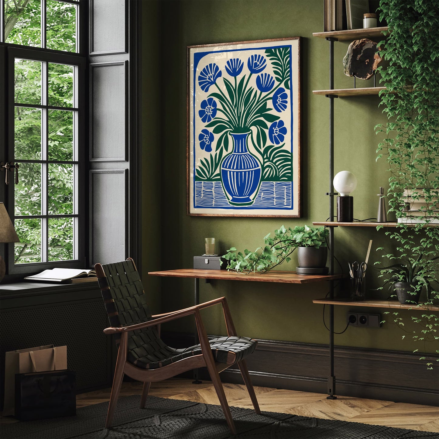 Retro Cutouts Flowers in Vase Poster