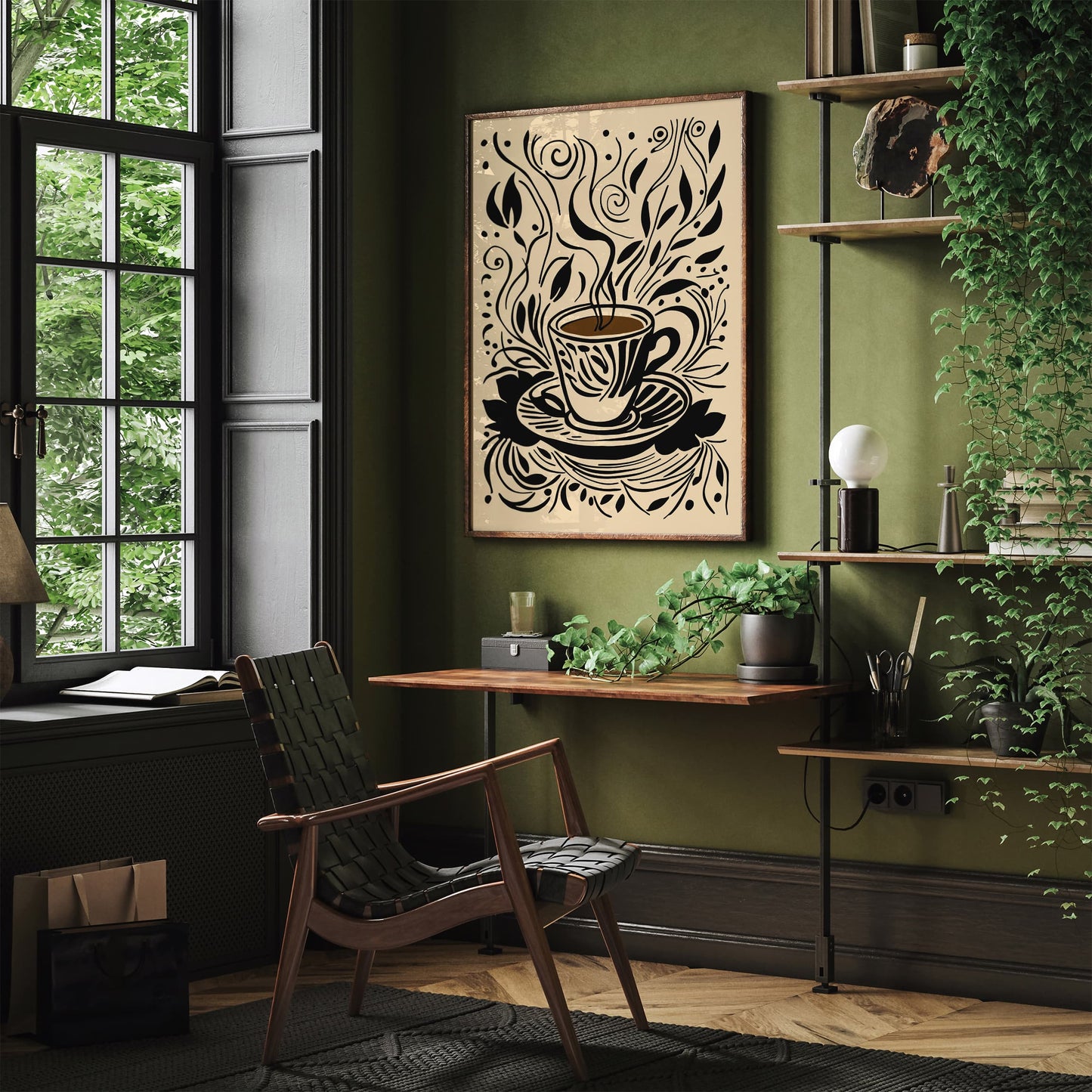 Black Ink Coffee Art - Espresso Kitchen Decor