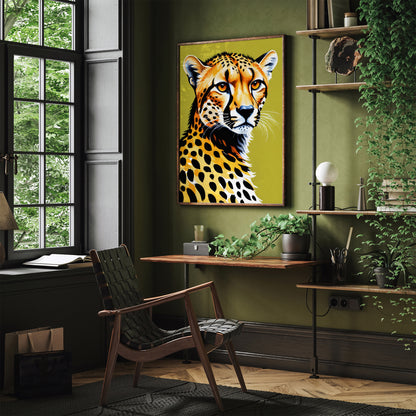 Wild Cheetah Green Background Poster