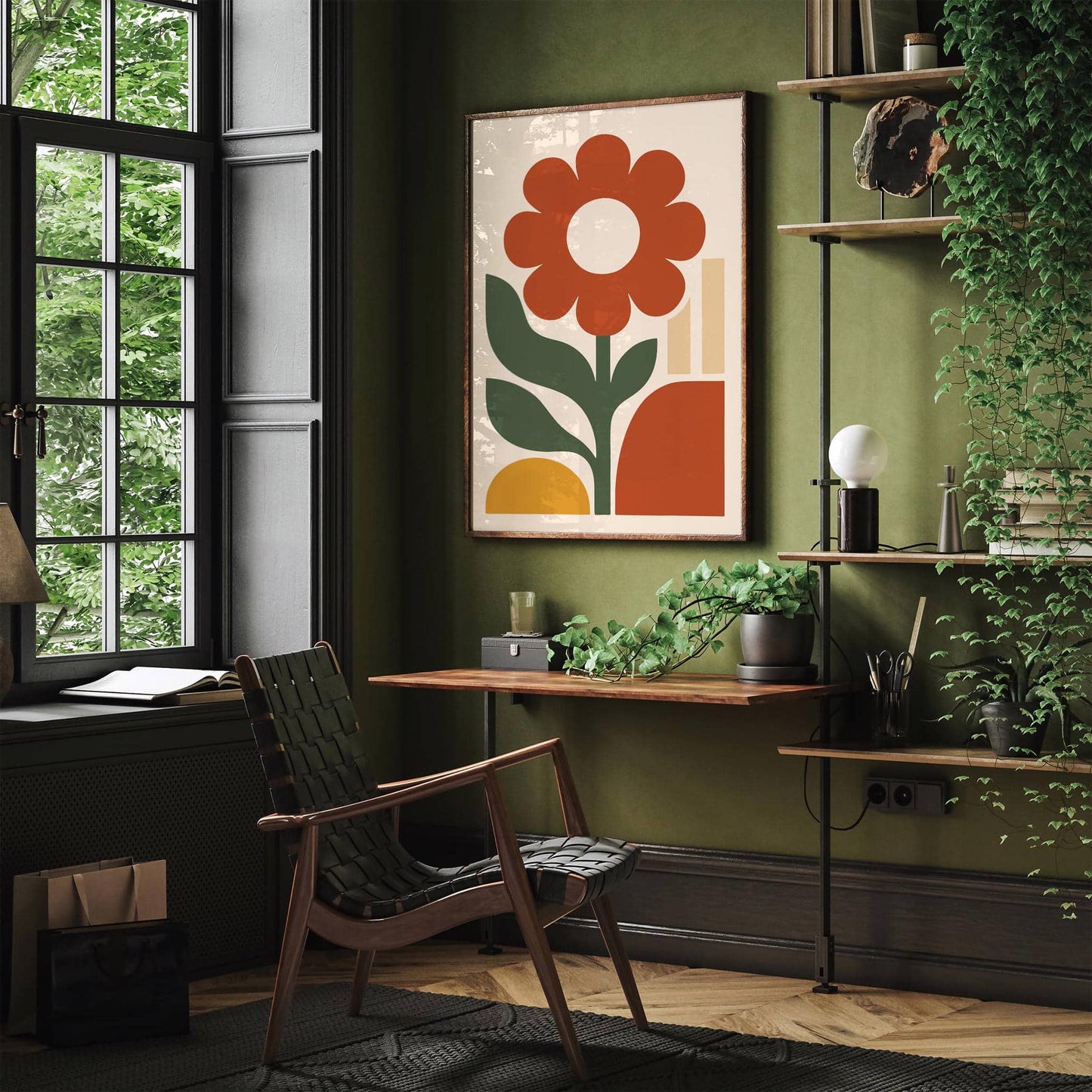 Modern Big Red Flowers - Minimalist Art Print