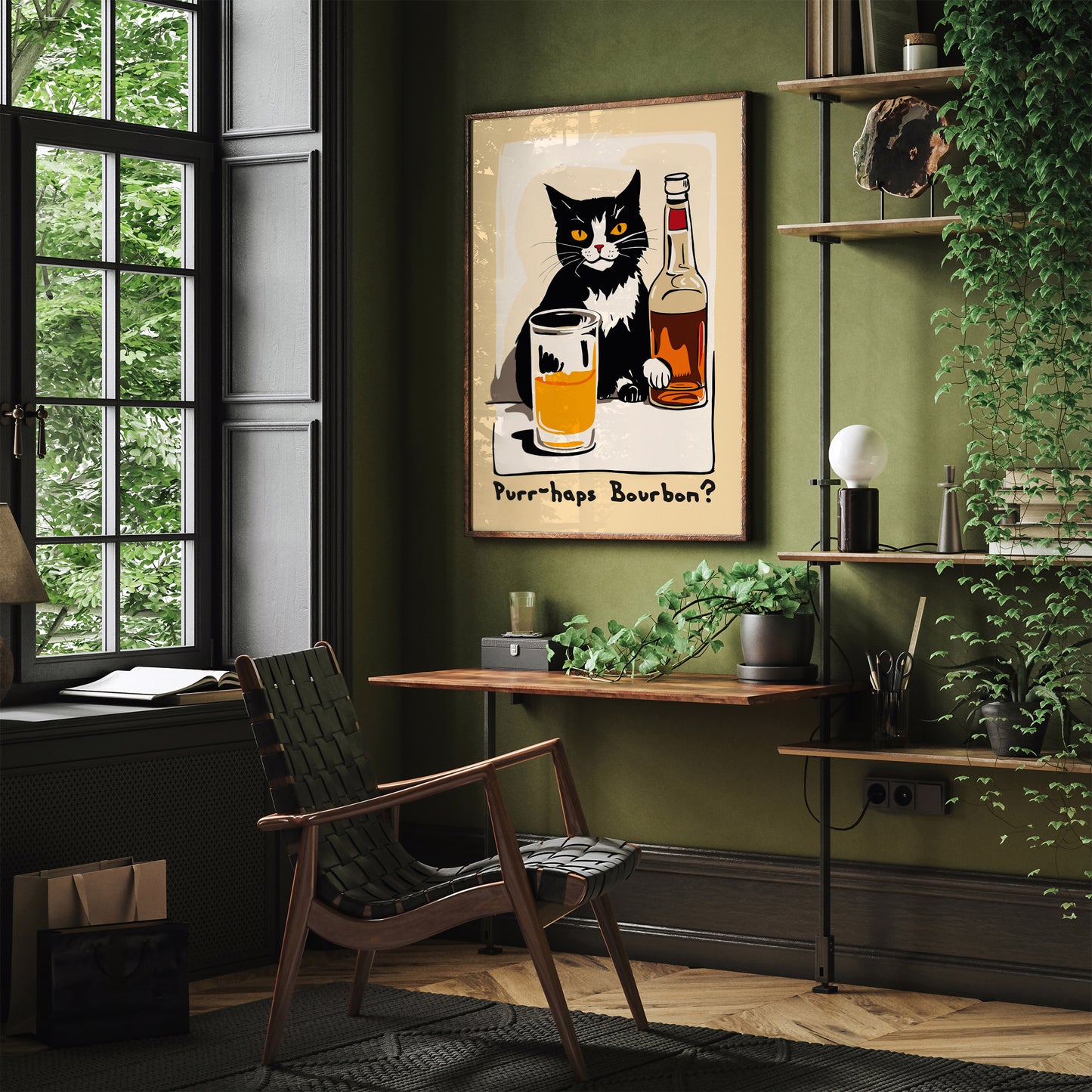 Funny Bourbon Cat Poster