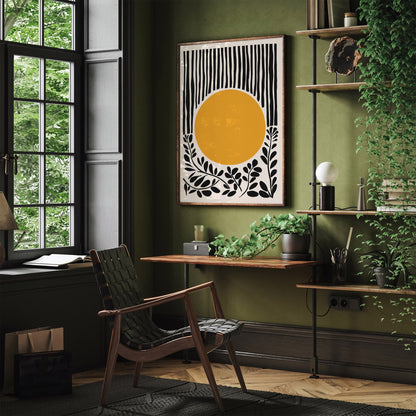 Mid Century Yellow Sun Art Print 2026