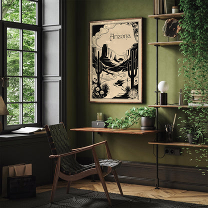 Arizona Black Ink Travel Poster