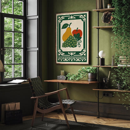 Still Life Poster, Rococo Fruit Kitchen Wall Decor