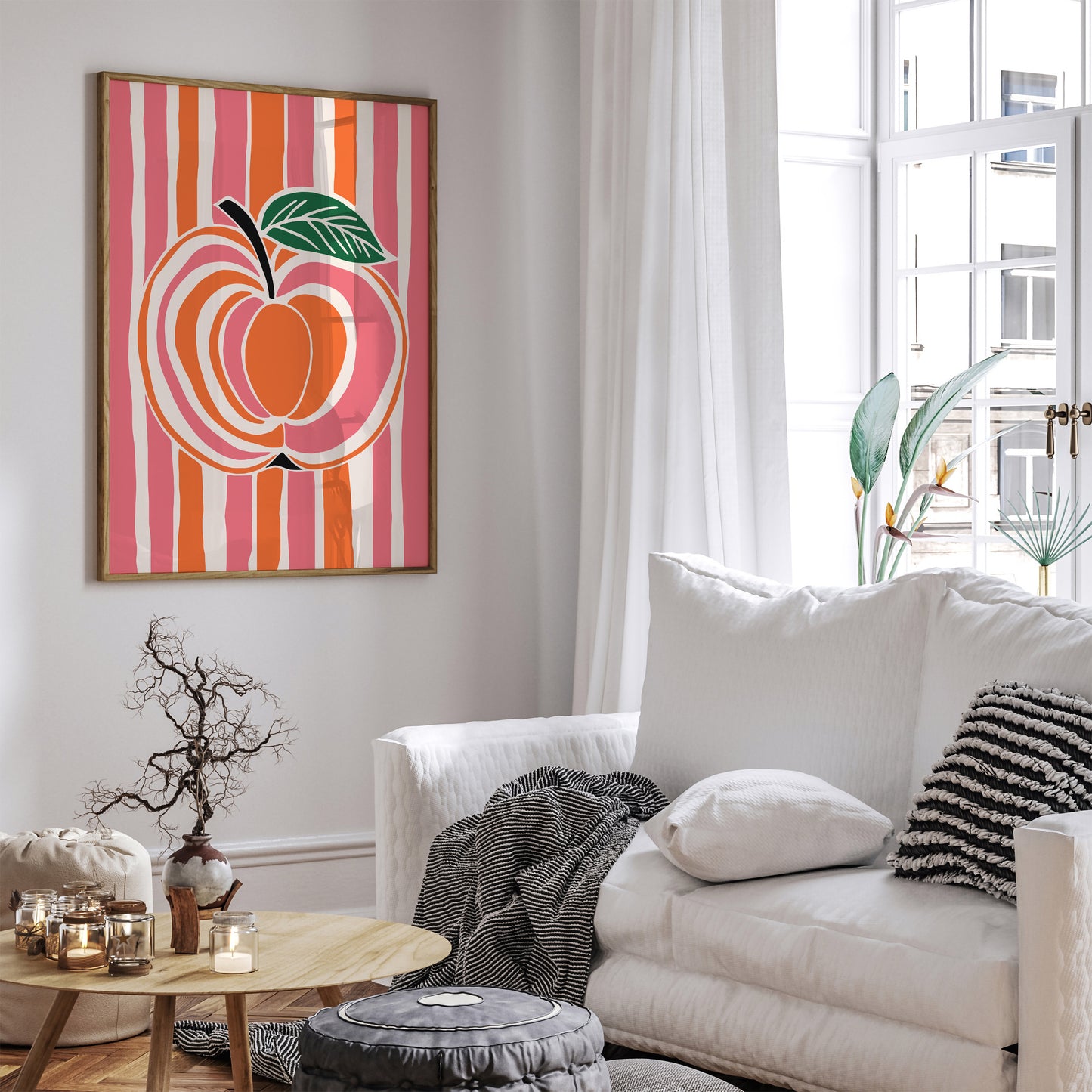 Retro Pink Apple Kitchen Art Print