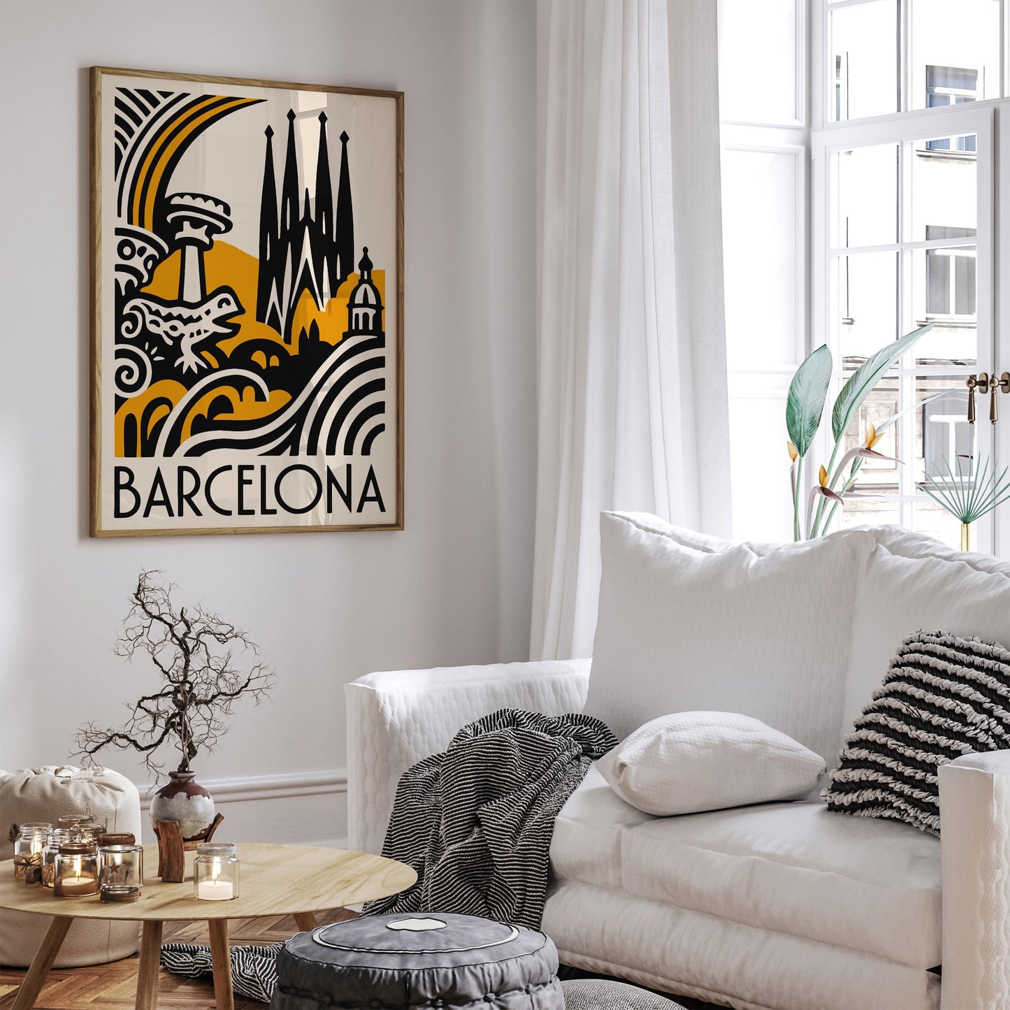 Barcelona Cityscape Modern Poster