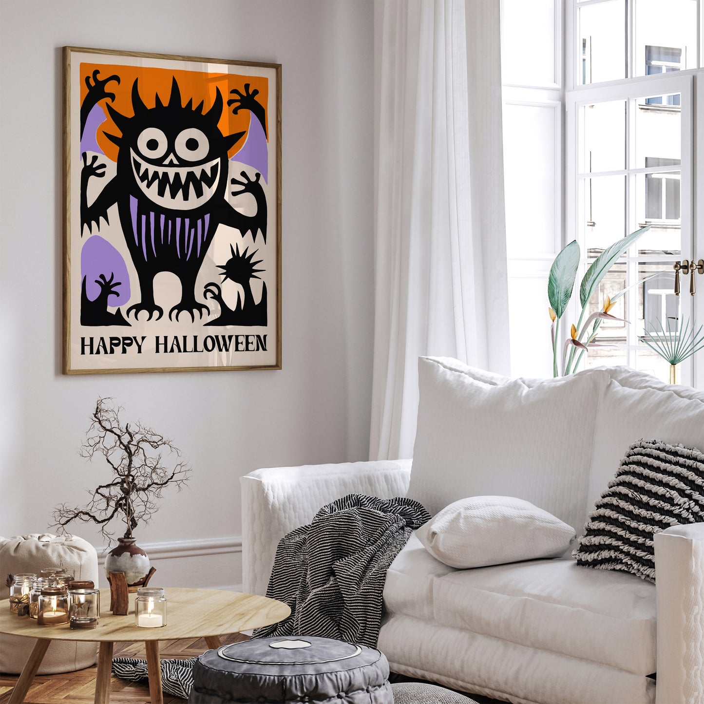 Happy Halloween Spooky Monster Wall Art 2024